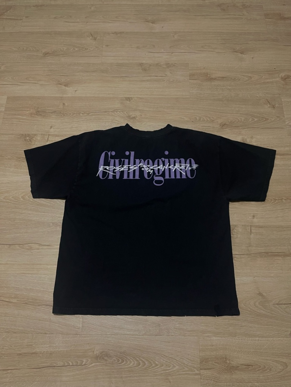 Men's Black Graphic Tee with Lavender Logo